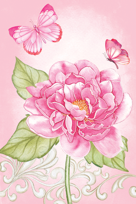 Pink Flowers and Butterflies  Smart Cloth